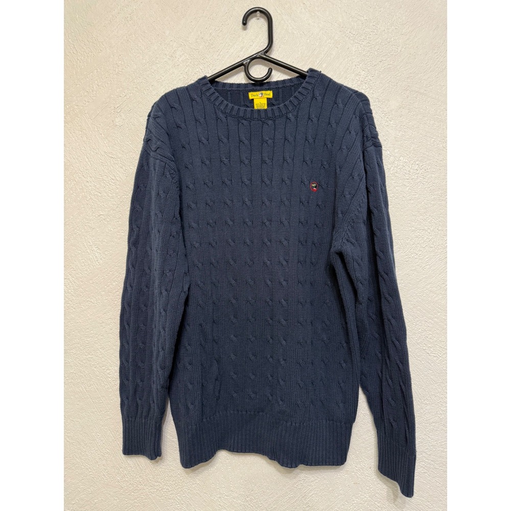 Vtg Duckhead L Men Knitted Sweater Dark Blue Casual Versatile Preppy Golf Club